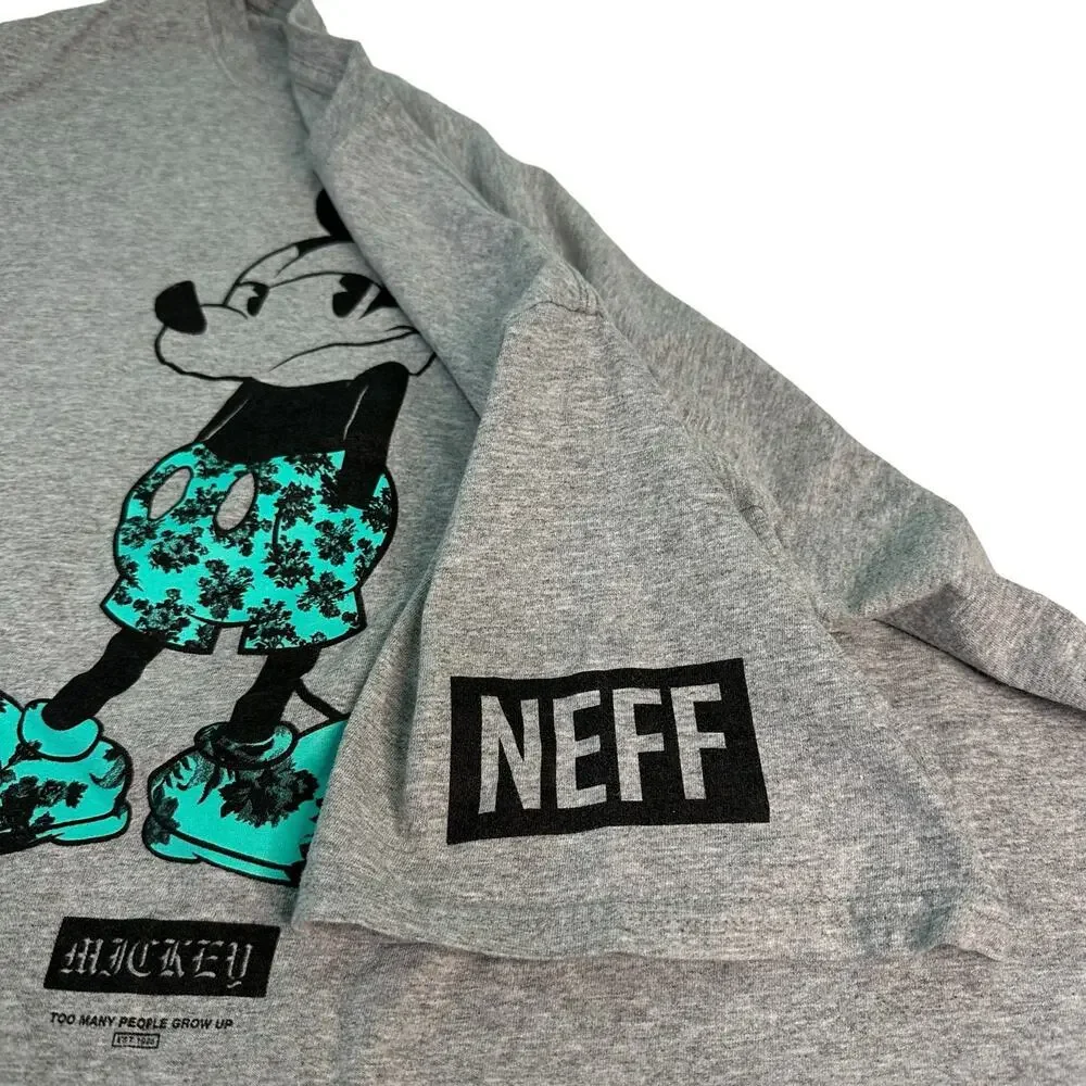 Disney Mickey Mouse Shirt Mens‎ Large Neff Too Many People Grow Up Gray Teal
